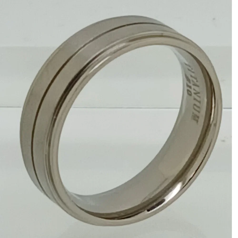 Vintage Titanium Men's 7mm Band Ring Size 10 Brushed Polished New Old‎ Stock Y2K